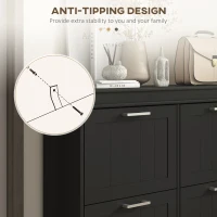 HOMCOM Shoe Storage Cabinet with 4 Flip Drawers and Adjustable Shelves, Narrow Shoe Cabinet for 20 Pairs of Shoes, Black(m-7)