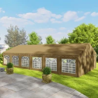 Outsunny 20' x 40' Party Tent, Outdoor Canopy Tent with Removable Sidewalls, 12 Windows for Parties, Wedding, Events, BBQ, Brown(m-8)