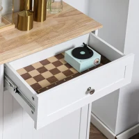 HOMCOM Kitchen Tilt Out Trash Bin Cabinet Free Standing Recycling Cabinet Trash Can Holder With Drawer, White(m-8)