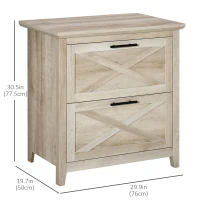 HOMCOM Retro Filing Cabinet with 2 Drawers, File Cabinet with Hanging Bars for Letter and Legal Size Document, Oak(m-3)