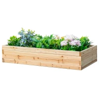 Outsunny 47" x 24" x 9" Raised Garden Bed, Outdoor Wooden Planter Box for Growing Vegetables, Flowers, Fruits, Herbs, and Succulents, Easy Assembly(m-2)