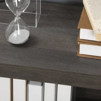 HOMCOM Industrial Style Corner Open Bookshelf with Storage Shelves and Metal X Bar Frame for Living Room, Dark Gray(m-7)