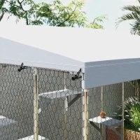 PawHut 79" L Galvanized Steel Catio Outdoor Cat Enclosure w/ 420D Waterproof Canopy, Multiple Platforms, Resting Condo, Silver(m-10)