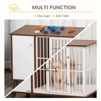 PawHut Furniture Style Dog Crate, Pet Cage Kennel End Table, Indoor Decorative Dog House, with Wooden Top, Door, for Small Dogs, Brown(m-4)