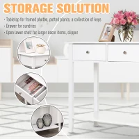 HOMCOM Console Table, Modern Entryway Table with Storage Drawers, Bottom Shelf and Wooden Legs, 31.5" Sofa Side Desk for Living Room, White(m-5)