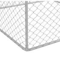 PawHut 6.6' x 6.6' x 7.8' Outdoor Dog Kennel Heavy Duty Galvanized Steel Chain Link with UV-resistant Roof, Silver(m-10)