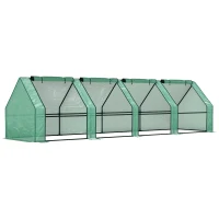 Outsunny Portable Mini Greenhouse Tunnel Growing Tent Plants Flower Warm House w/ Zippered Roll-up Doors, Green(m-11)
