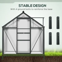 Outsunny Greenhouse Garden, Green House, Outdoor Greenhouse Kit, PC Board with Sliding Door, 6.2' x 4.3' x 6.6', Grey(m-5)