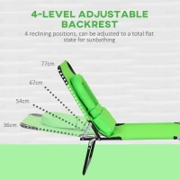 Outsunny 2PCS Adjustable Outdoor Lounge Chair, Garden Folding Chaise Lounge with Face Hole Reclining Tanning Chair Seat, Folding Camping Beach Lounging Bed w/ Head Support Green(m-4)