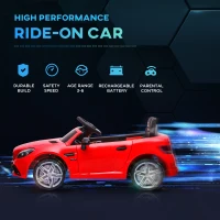 Aosom Mercedes SLC 300 Licensed Kids Electric Car with Remote Control, 12V Battery Powered Kids Ride on Car with Music, Lights, Suspension for 3-6 Years Old, Red(m-5)