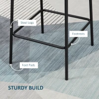 HOMCOM Bar Stools Set of 2, Upholstered Counter Height Bar Chairs, Kitchen Stools with Steel Legs(m-6)