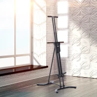 Soozier Vertical Climber, High-Intensity Cardio & Muscle Toning Exercise for Home Gym, Folding Steel, Adjustable Height, Display Monitor, 220 lbs. Weight Capacity, Black(m-10)