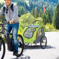 Aosom Dog Bike Trailer 2-In-1 w/ Suspension, Hitch, Storage Pockets, Green(m-8)