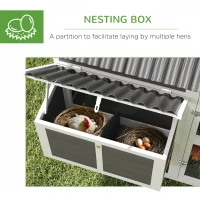PawHut Wooden Chicken Coop with Run, 2 Nesting Boxes, 2 Roosting Bars, Ramp & Tray, Poultry Cage for 6-8 Chickens, Gray(m-5)