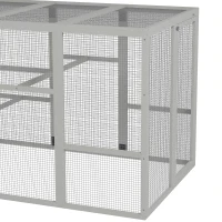 PawHut Wooden Chicken Coop Run for 6 - 10 Chickens, Hen House Add-On with Storage, Perches, 141.75" x 48" x 61", Gray(m-9)