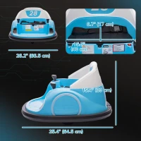 Qaba 12V Bumper Car for Toddlers, Ride On Car with 360 Degree Remote Control, Lights Music Horn, for 1.5-5 Years, Light Blue(m-3)