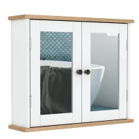 kleankin Medicine Cabinet for Bathroom with Mirror, Bathroom Wall Cabinet with Double Mirrored Doors and Adjustable Shelf, White(m-1)