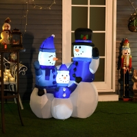 HOMCOM 1.2M Tall Large LED Lighted Christmas Inflatable Snowmen Family Outdoor Indoor Holiday Decorations