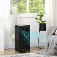 HOMCOM 8000 BTU Smart WiFi Enabled Portable Air Conditioner for Rooms Up to 215 Sq. Ft., 3-in-1 Moible AC Unit with Dehumidifier, Fan, Sleep, App & Remote, 24H Timer, Window Installation Kit, Black(m-10)