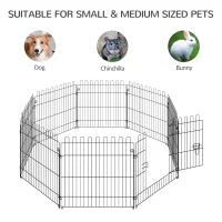 PawHut 24inch 8-Panel Dog Playpen Octagon Pet Exercise Playpen Crate Foldable Dog Cage Pen Puppy Kennel, Black(m-6)