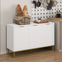 HOMCOM Sideboard Storage Cabinet with 3 Doors and Adjustable Shelves, Kitchen Buffet Cabinet for Dining Room, White