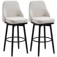 HOMCOM Extra Tall Bar Stools Set of 2, Modern 360° Swivel Barstools, Dining Room Chairs with Steel Legs Footrest, Cream White(m-14)