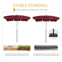 Outsunny 6.5x4ft Rectangle Patio Umbrella Aluminum Tilt Adjustable Garden Parasol Sun Shade Outdoor Canopy Wine Red(m-6)