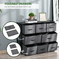 HOMCOM 8-Drawer Dresser, 3-Tier Fabric Chest of Drawers, Storage Tower Organizer Unit with Steel Frame for Bedroom, Hallway, Dark Gray(m-5)
