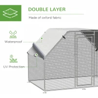 PawHut Large Chicken Coop Metal Chicken Run for Chickens with Waterproof and Anti-UV Cover, Flat Shaped Walk in Fence Cage Hen House for Outdoor and Yard Farm Use, 1.26" Dia, 9' x 6' x 6.5'(m-4)
