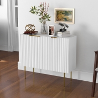 HOMCOM Modern Storage Cabinet Sideboard Buffet Cabinet with Gold Legs for Living Room Dining Room Hallway White