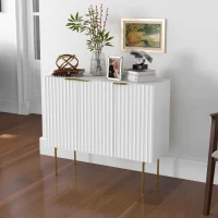 HOMCOM Modern Storage Cabinet Sideboard Buffet Cabinet with Gold Legs for Living Room Dining Room Hallway White(m-1)