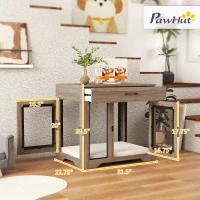 PawHut Dog Crate Furniture with Soft Water-Resistant Cushion, Drawer, for Small Dogs, Brown(m-3)