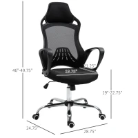 Vinsetto High Back Office Chair Mesh Desk Chair with Adjustable Backrest, Swivel Task Chair with Ergonomic Design Conference Office, Black(m-3)