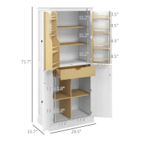 HOMCOM 72" Kitchen Pantry Storage Cabinet, Modern Tall Kitchen Cabinet with 5-tier Storage Shelving, 8 Spice Racks, Drawer(m-3)