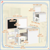 Qaba 3 in 1 Kids Table and Chair Set with Foldable Easel, Storage Shelves, Roll Paper, White(m-3)