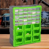 DURHAND Plastic 39 Drawer Parts Organiser Wall Mount Storage Cabinet for Small Nuts Bolts Tool Green(m-8)