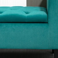 HOMCOM Button-Tufted Storage Ottoman Bench, Upholstered Bench with Rolled Armrests for Living Room or Hallway, Green(m-9)