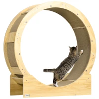 PawHut 36" Cat Wheel for Indoor Cats with Brake, Scratching Pads, Oak(m-11)