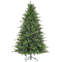 HOMCOM 7 Ft Artificial Christmas Tree with Foldable Metal Stand, Easy Assembly, Hinged Xmas Tree for Home Office Holiday(m-1)