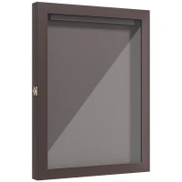 HOMCOM 24" x 32" Hockey Jersey Frame, Jersey Shadow Box for Basketball Football Baseball, Brown(m-11)
