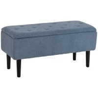 HOMCOM Modern Storage Bench, Ottoman with Storage and Teddy Velvet Upholstery for Living Room, Bedroom, Blue(m-11)