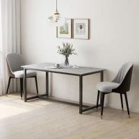 HOMCOM 63"-79" Collapsible Dining Table for 4-6, Foldable Kitchen Table with Steel Frame for Dining Room, Grey Wood Grain(m-6)