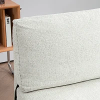 HOMCOM Middle Module for Modular Sectional Sofa, Upholstered Armless Chair with Wood Legs and Pocket Spring, Cream White(m-9)