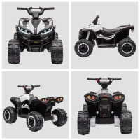 Aosom 12V Kids ATV Quad Car with Forward & Backward Function, Four Wheeler for Kids with Wear-Resistant Wheels, Music, Electric Ride-on ATV for Toddlers Ages 3+ Years Old, White(m-8)