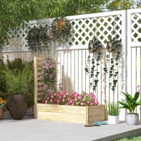 Outsunny Wood Planter Box with Trellis for Climbing Plants, Raised Garden Bed for Outdoor Flowers Herbs, 91"x24"x43", Natural