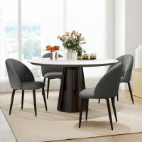 HOMCOM Modern Dining Chairs Set of 4, Upholstered Dining Room Chairs with Metal Legs, Shell Backrest, Padded Seat, Dark Grey(m-8)