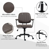 Vinsetto Microfiber Office Chair Desk Chair with 360 Degree Swivel Wheels Adjustable Height Tilt Function Light Brown(m-7)