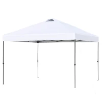 Outsunny 10' x 10' Pop Up Canopy Tent, Instant Sun Shelter with 3-Level Adjustable Height, Top Vents and Wheeled Carry Bag for Outdoor, Garden, Patio, White(m-11)
