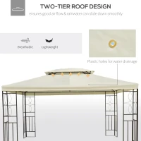 Outsunny 10x13ft Steel Gazebo Sun Shelter Patio Outdoor Party Event Canopy Vented Roof Cream White(m-4)