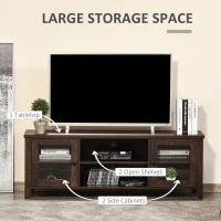 HOMCOM Modern TV Stand, Entertainment Center with Shelves and Cabinets for Flatscreen TVs up to 60" for Bedroom, Living Room, Coffee(m-5)